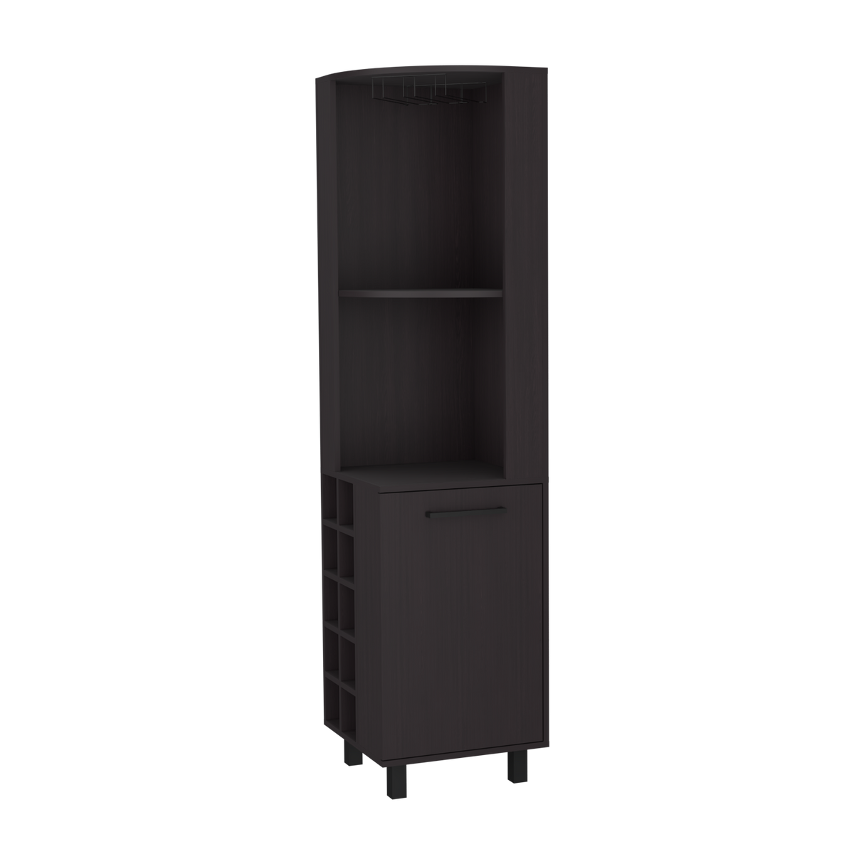 Bar Esquinero Kaia Plus Fresno Europeo y Wengue 45x180cm Con Diez Portabotellas - BARES | Bylmo