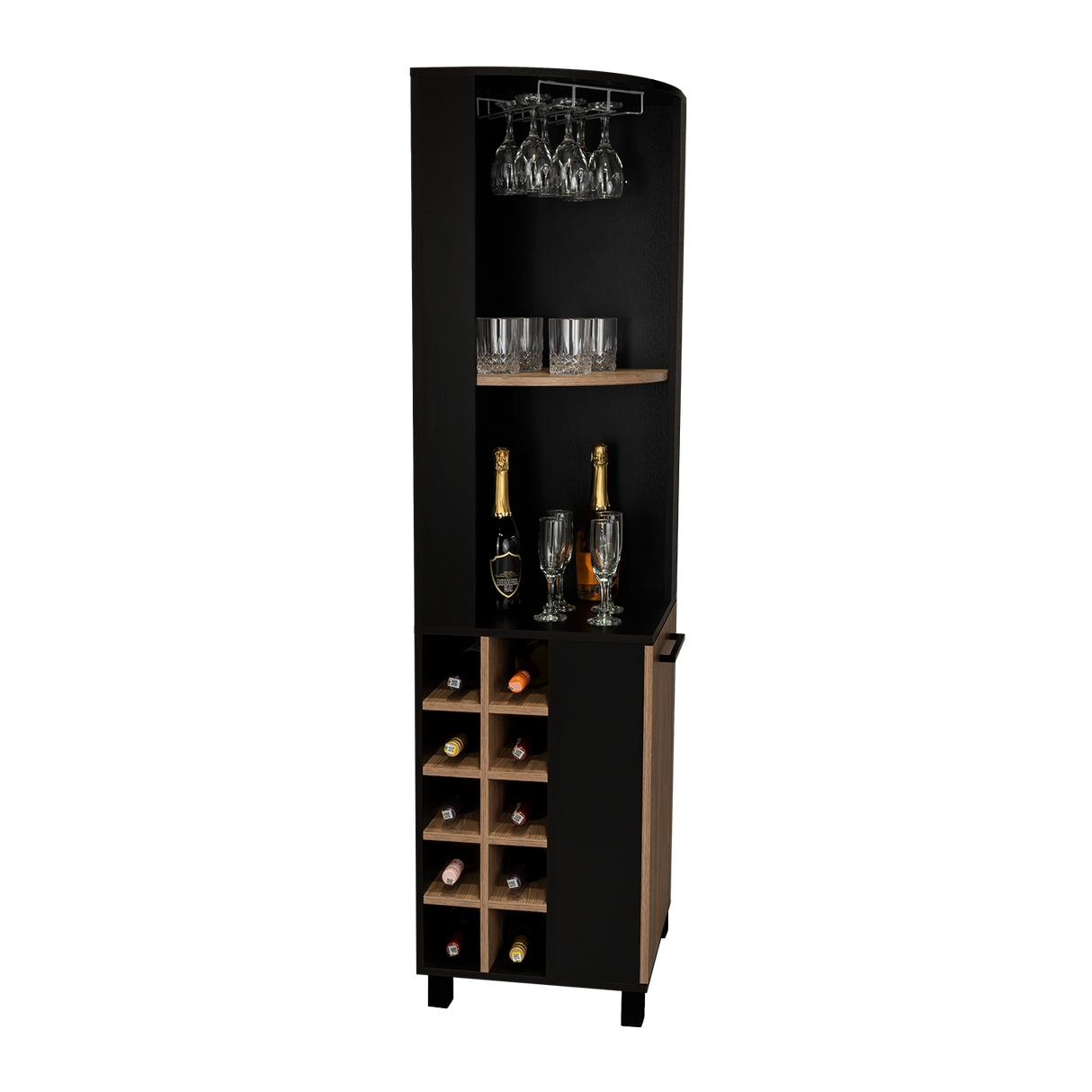 Bar Esquinero Kaia Plus Fresno Europeo y MIel 45x180cm Con Diez Portabotellas - BARES | Bylmo