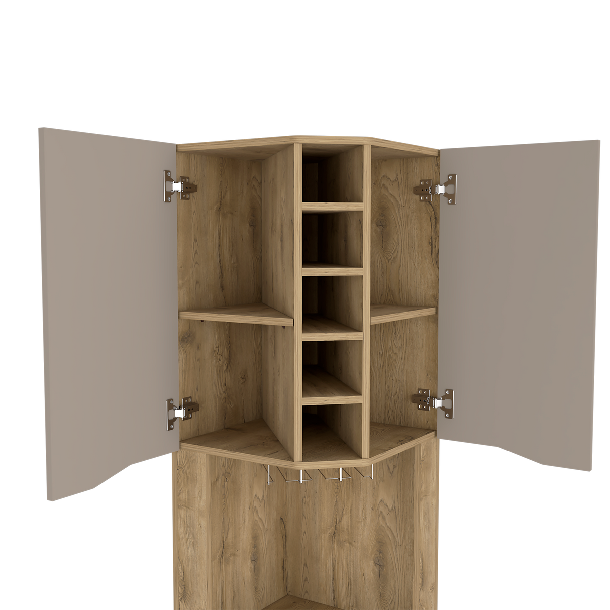 Bar Esquinero Obregon Macadamia y Taupe 45x180cm Con Diez Portabotellas - BARES | Bylmo