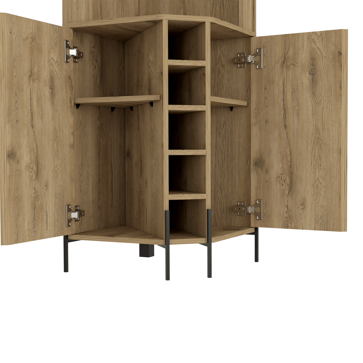 Bar Esquinero Shanghai Macadamia 45x180cm Con Cinco Portabotellas - BARES | Bylmo