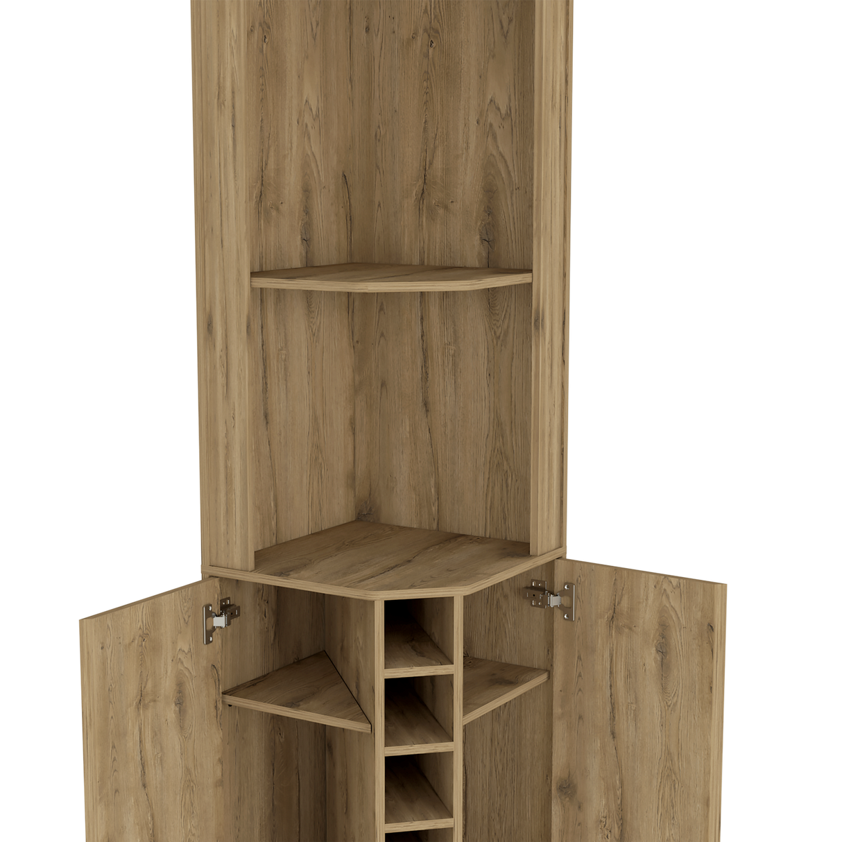 Bar Esquinero Shanghai Macadamia 45x180cm Con Cinco Portabotellas - BARES | Bylmo