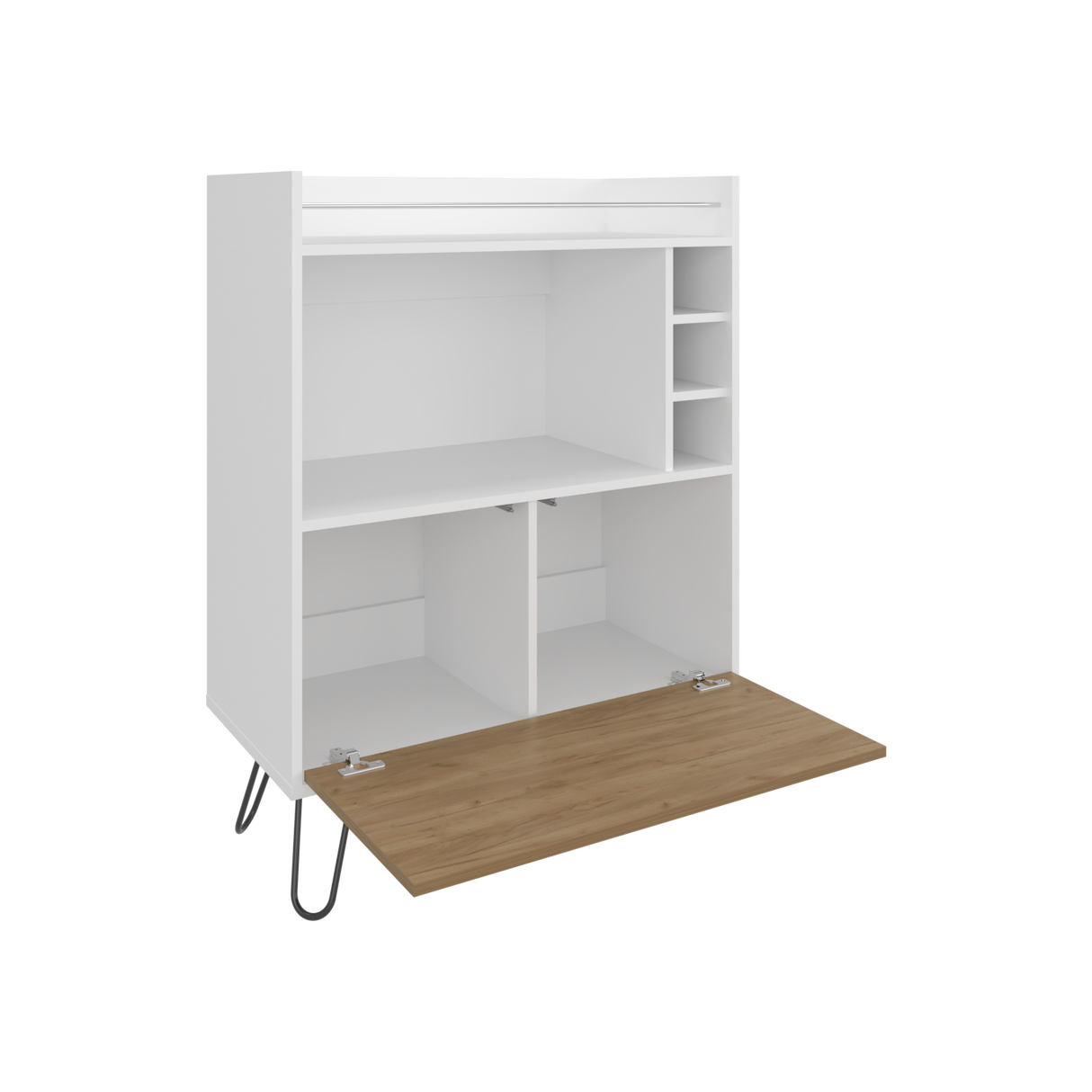 Bar Tori Blanco y Fresno Europeo 80x107cm Con Tres Portabotellas - BARES | Bylmo