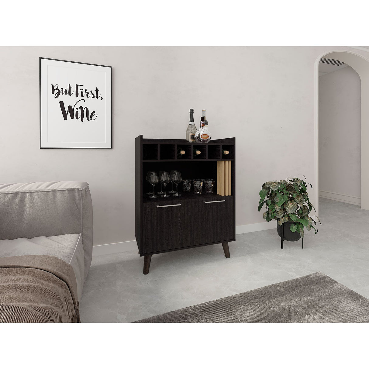 Bar Vance Wengue y Fresno Europeo 78.4x101.6cm Con Seis Portabotellas - BARES | Bylmo