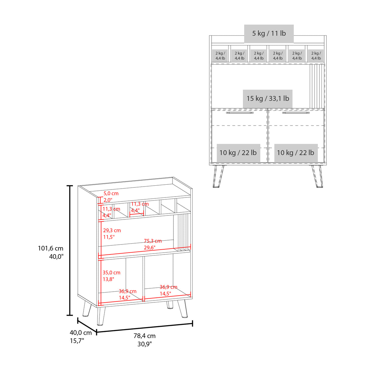 Bar Vance Wengue y Fresno Europeo 78.4x101.6cm Con Seis Portabotellas - BARES | Bylmo