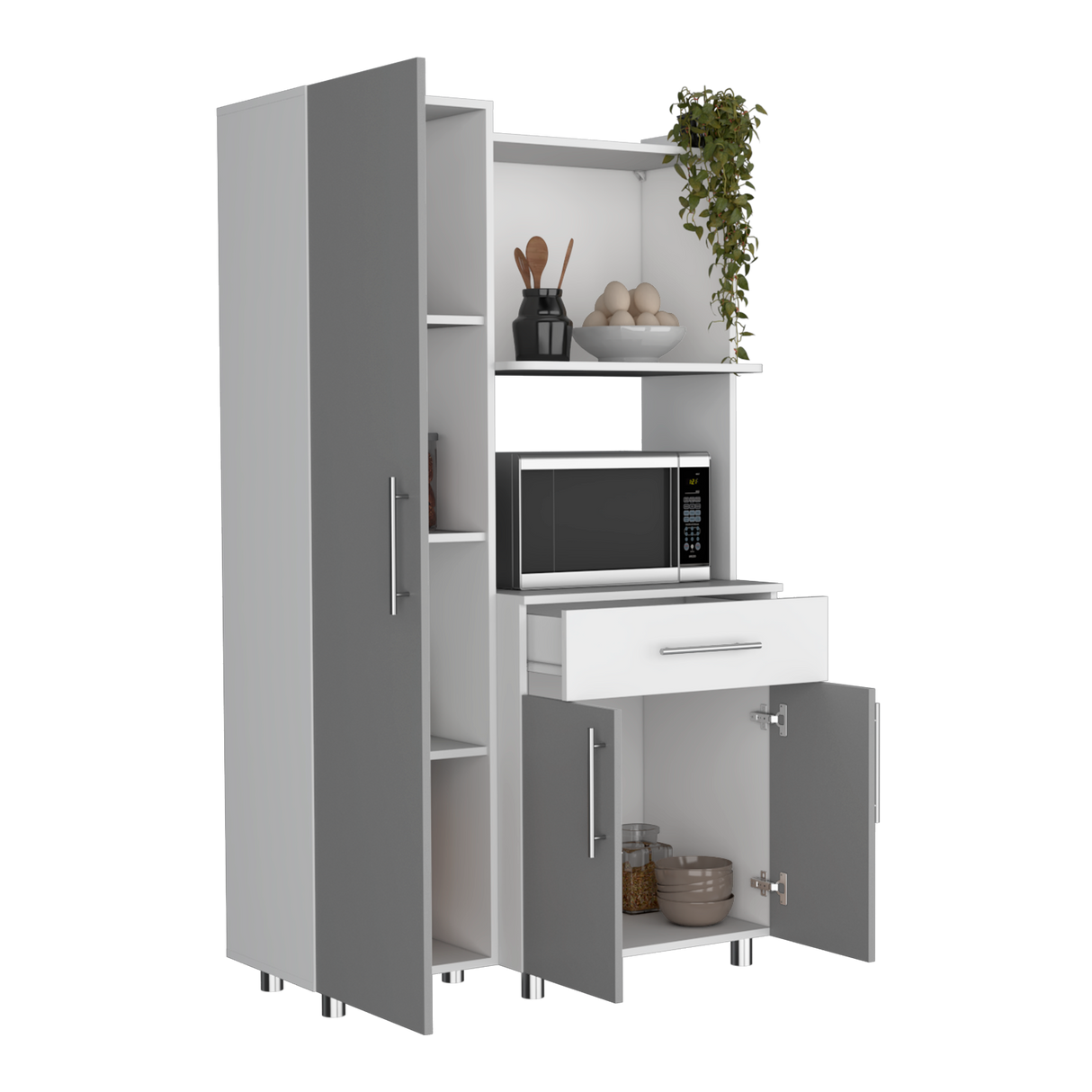 Alacena Pantress Blanco y Gris 98x165cm Con Tres Puertas - ALACENAS Y MUEBLES MICROONDAS | Bylmo