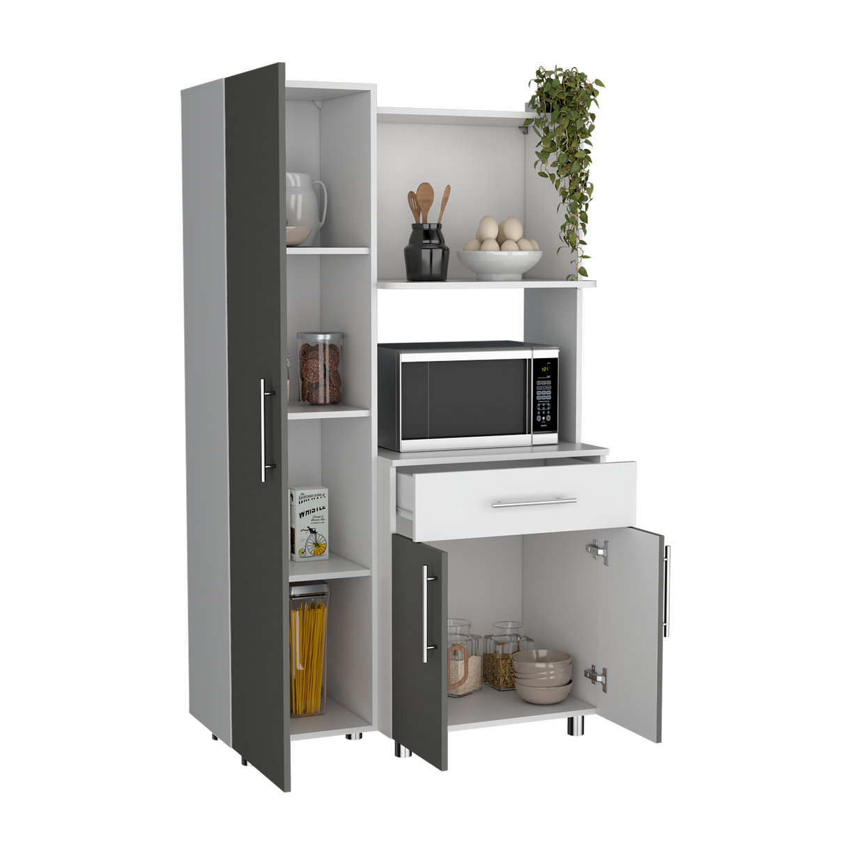 Alacena Pantress Plomo y Blanco 98x165cm Con Tres Puertas - ALACENAS Y MUEBLES MICROONDAS | Bylmo