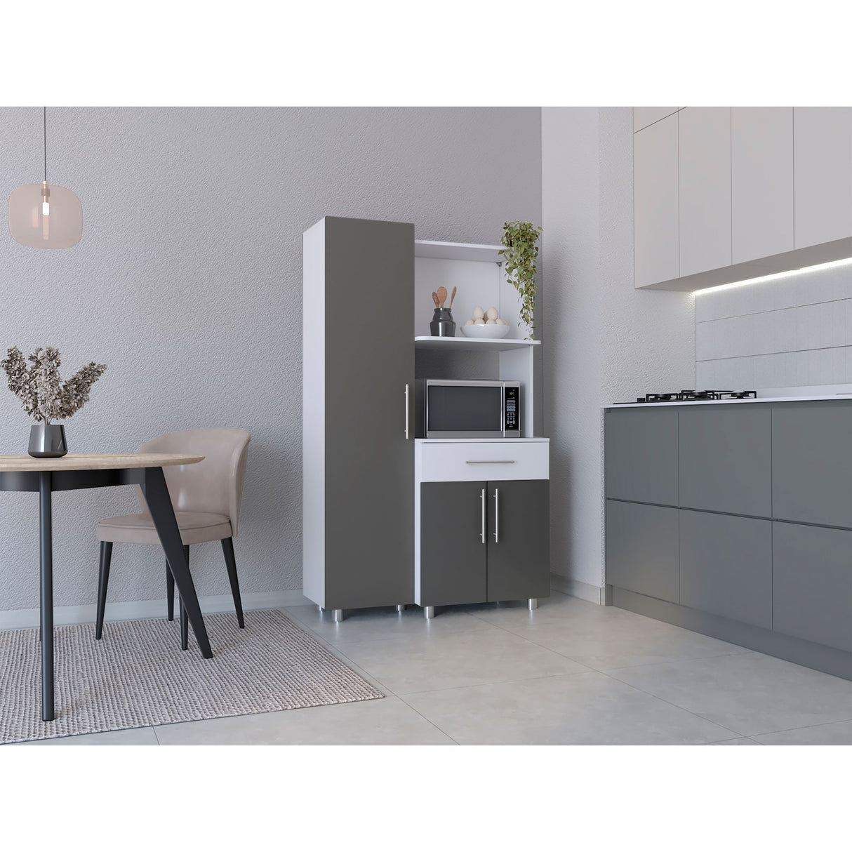 Alacena Pantress Plomo y Blanco 98x165cm Con Tres Puertas - ALACENAS Y MUEBLES MICROONDAS | Bylmo