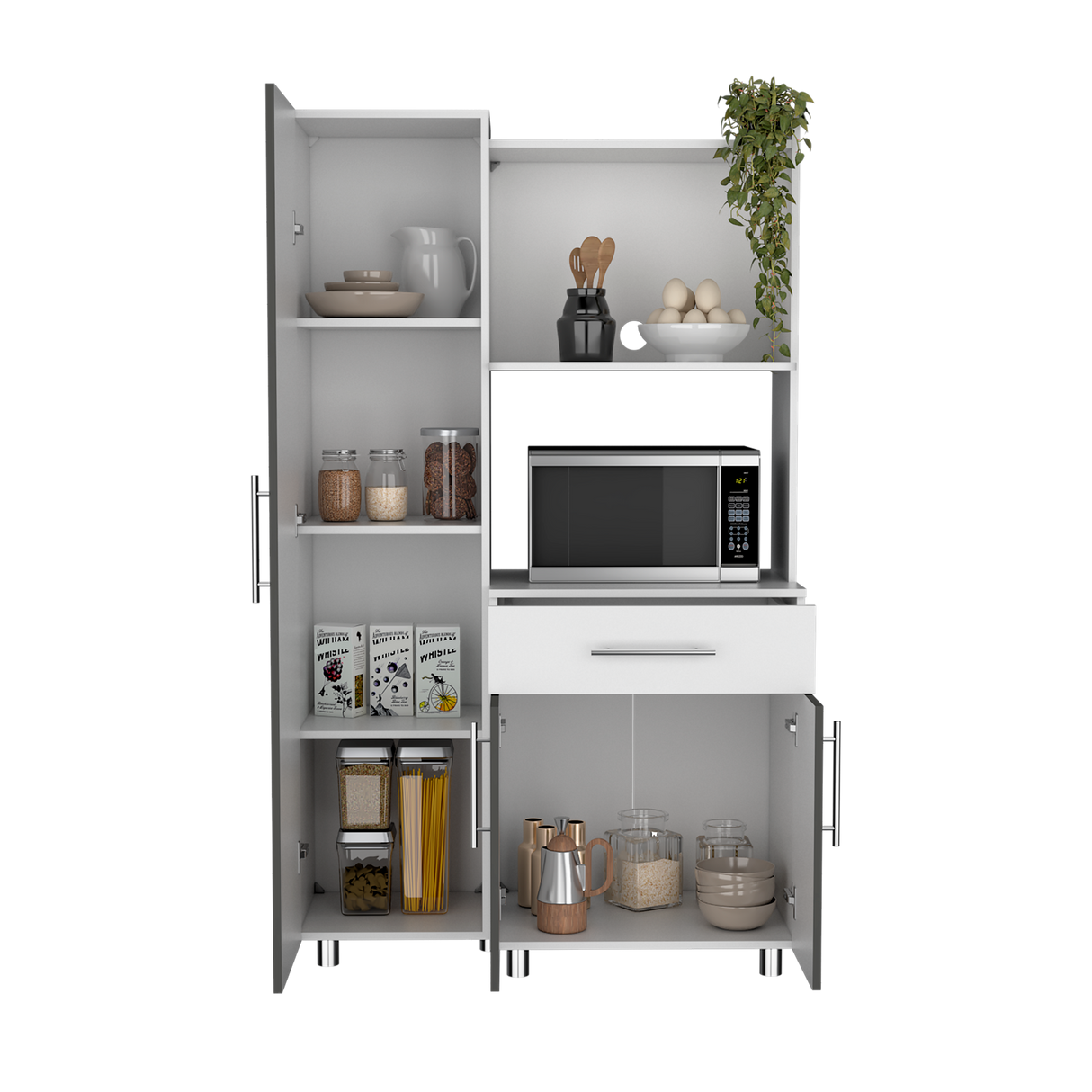 Alacena Pantress Plomo y Blanco 98x165cm Con Tres Puertas - ALACENAS Y MUEBLES MICROONDAS | Bylmo