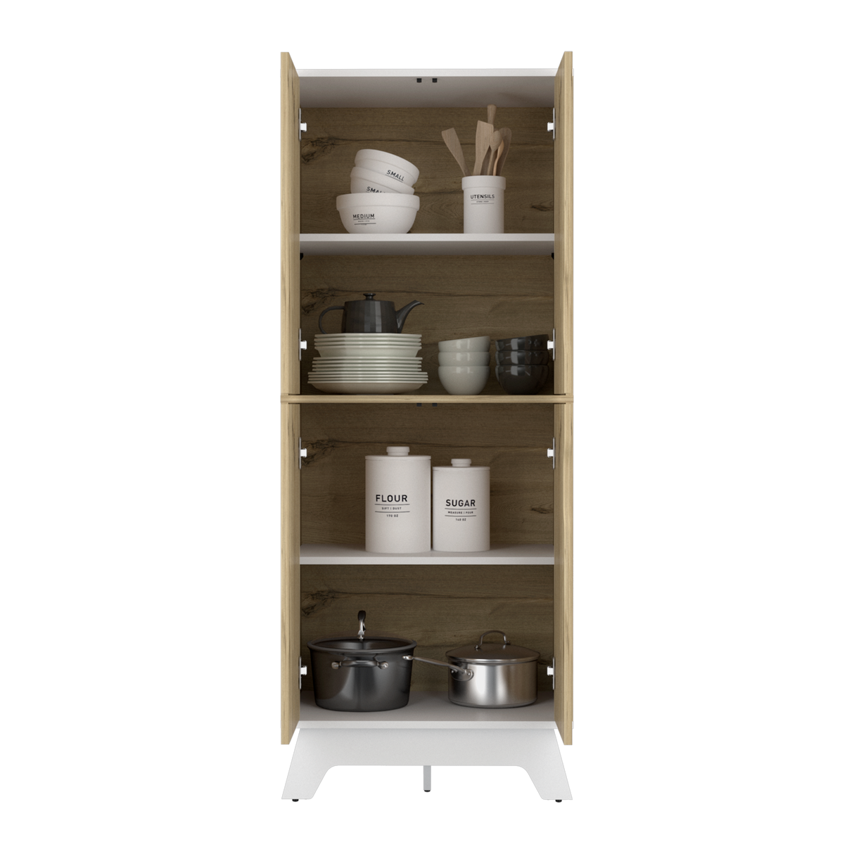 Alacena Bi color Duna y Blanco 60x150.7cm Con Cuatro Puertas - ALACENAS Y MUEBLES MICROONDAS | Bylmo