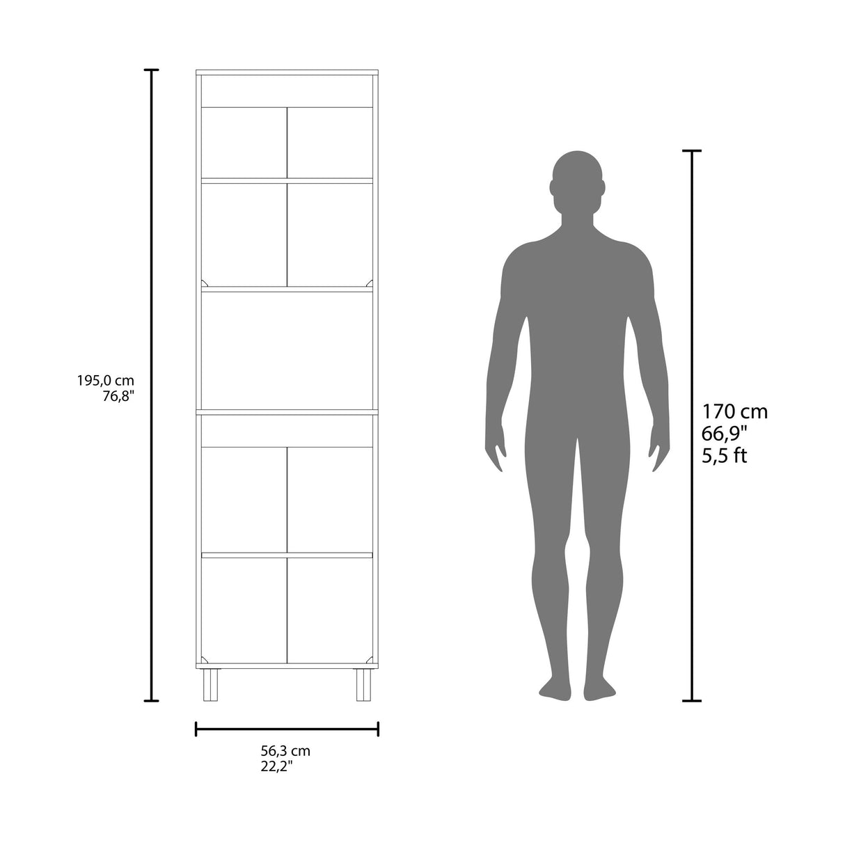 Alacena Linden Blanco 56.3x195cm Con Cuatro Puertas - ALACENAS Y MUEBLES MICROONDAS | Bylmo