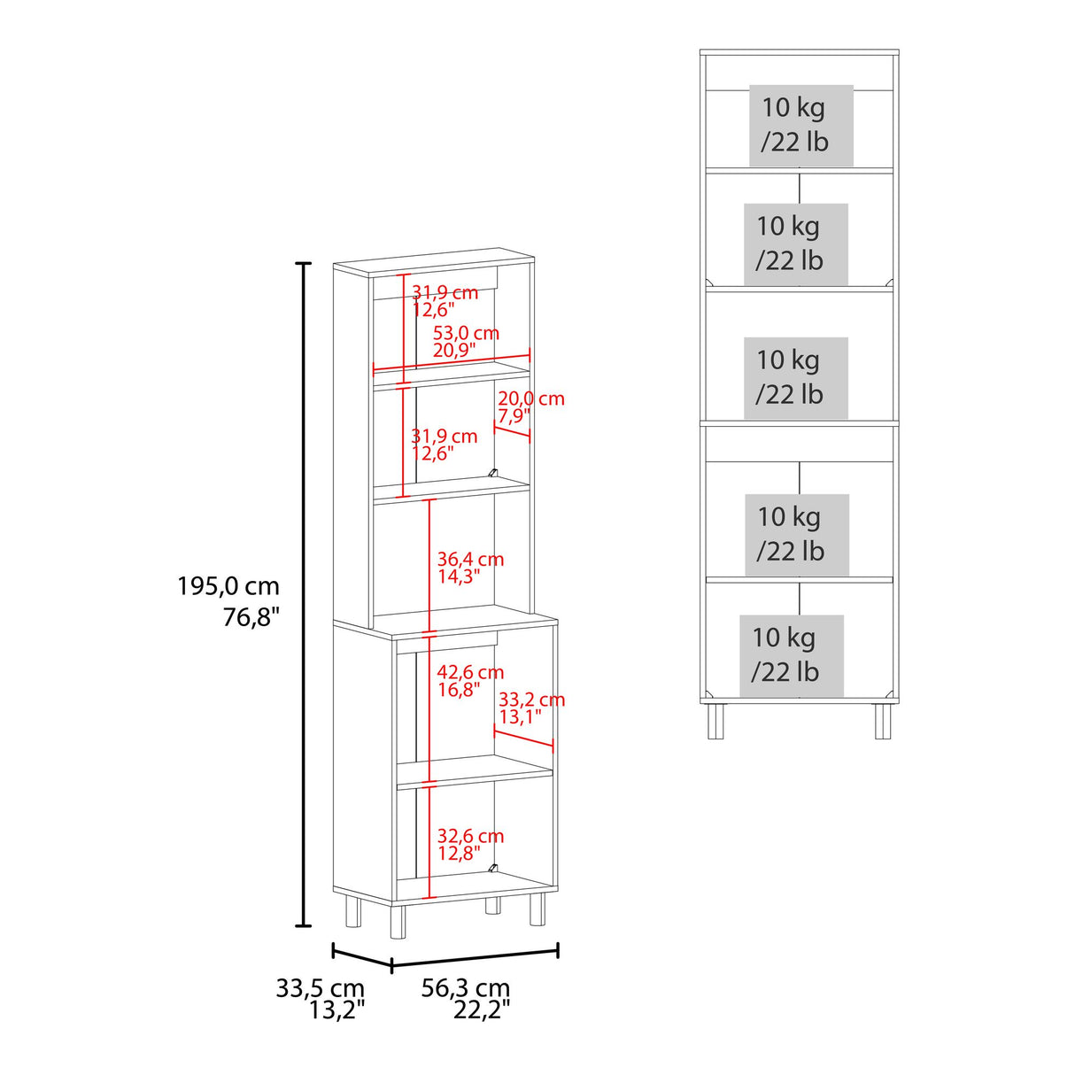 Alacena Linden Blanco 56.3x195cm Con Cuatro Puertas - ALACENAS Y MUEBLES MICROONDAS | Bylmo