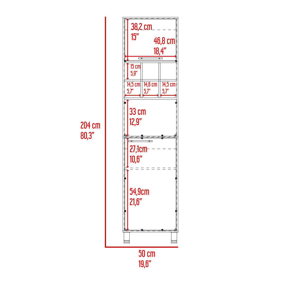 Alacena Attica Duna y Blanco 50x204cm Con Dos Puertas - ALACENAS Y MUEBLES MICROONDAS | Bylmo