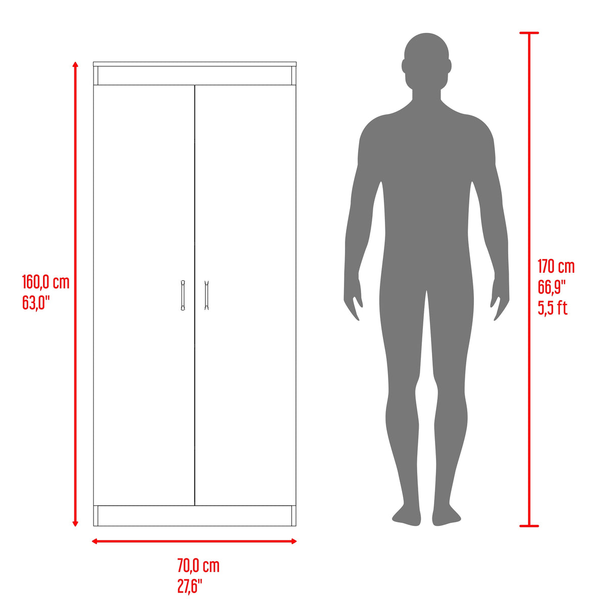 Alacena Varese Fresno Europeo y Blanco 70x160.75cm Con Dos Puertas - ALACENAS Y MUEBLES MICROONDAS | Bylmo