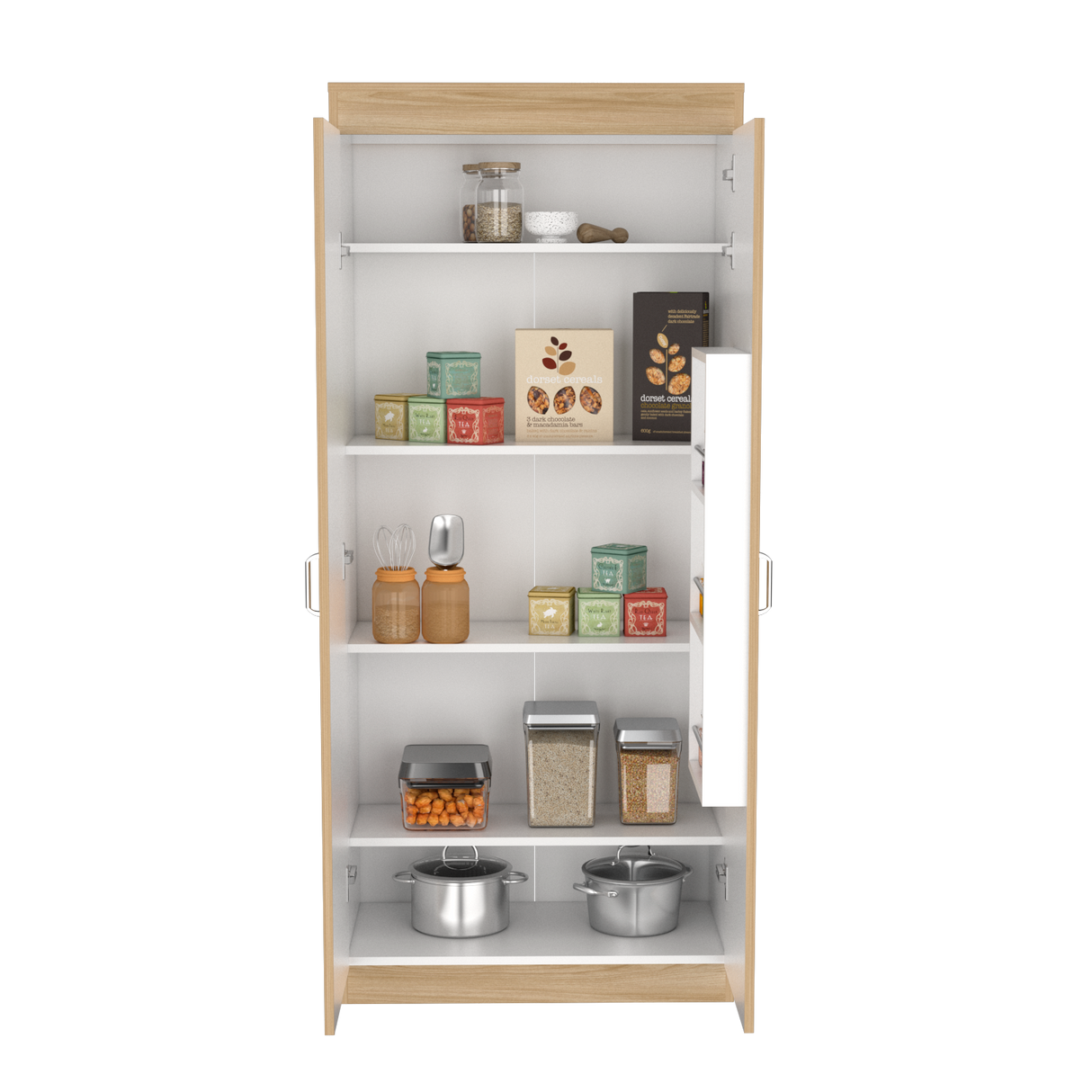 Alacena Varese Fresno Europeo y Blanco 70x160.75cm Con Dos Puertas - ALACENAS Y MUEBLES MICROONDAS | Bylmo