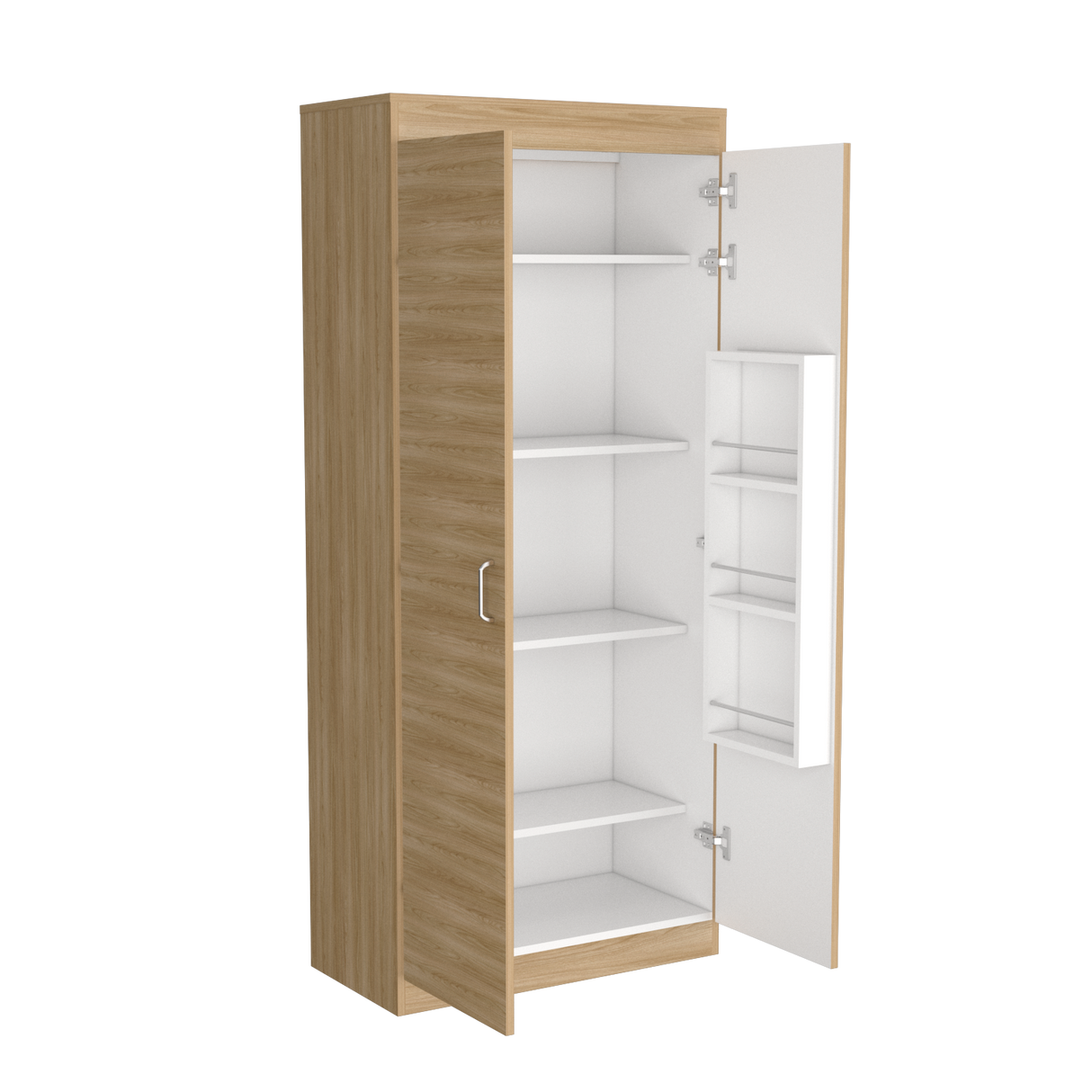 Alacena Varese Fresno Europeo y Blanco 70x160.75cm Con Dos Puertas - ALACENAS Y MUEBLES MICROONDAS | Bylmo