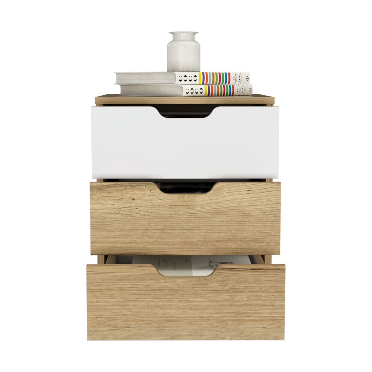 Archivador Vilna Duna y Blanco 40x56cm Con Ruedas y Tres Cajones - ARCHIVADORES | Bylmo