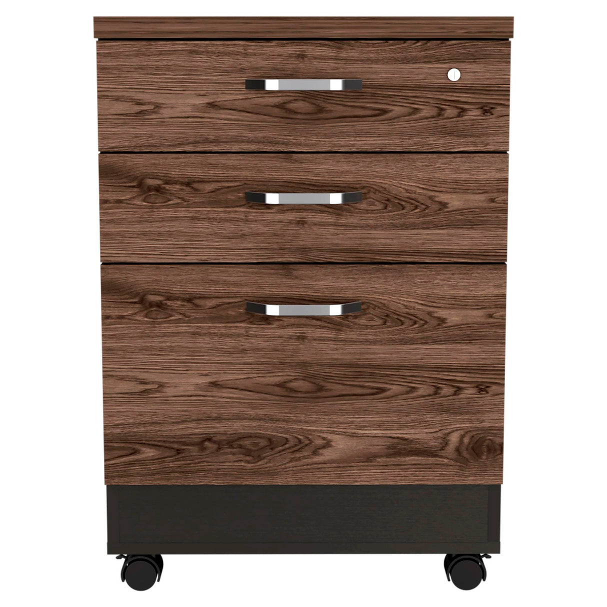 Archivador Home Office Coñac y Wengue 49.1x71.6cm Con Ruedas y Tres Cajones - ARCHIVADORES | Bylmo