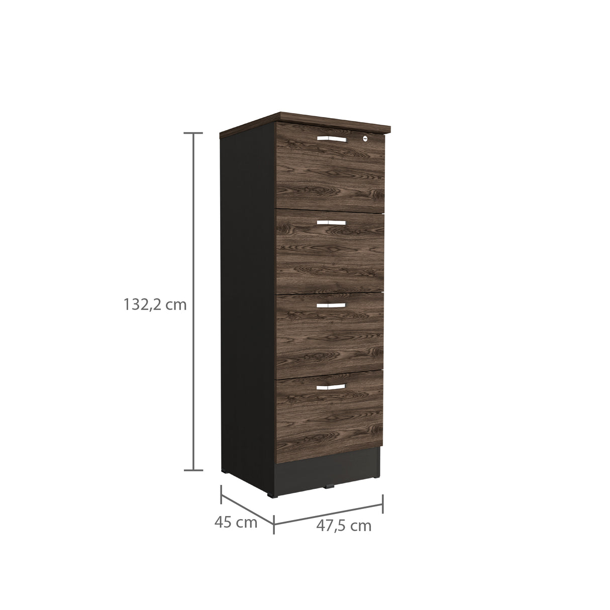Archivador Home Office Coñac y Wengue 47.5x132.2cm Con Cuatro Cajonres - ARCHIVADORES | Bylmo