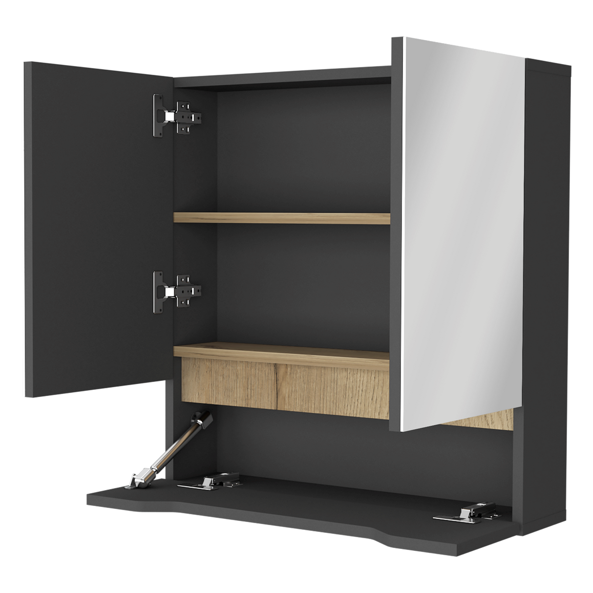Gabinete de Baño Rectangular Laurent Plomo y Duna 60x62cm Con Espejo y Dos Entrepaños - GABINETES DE BANHO | Bylmo