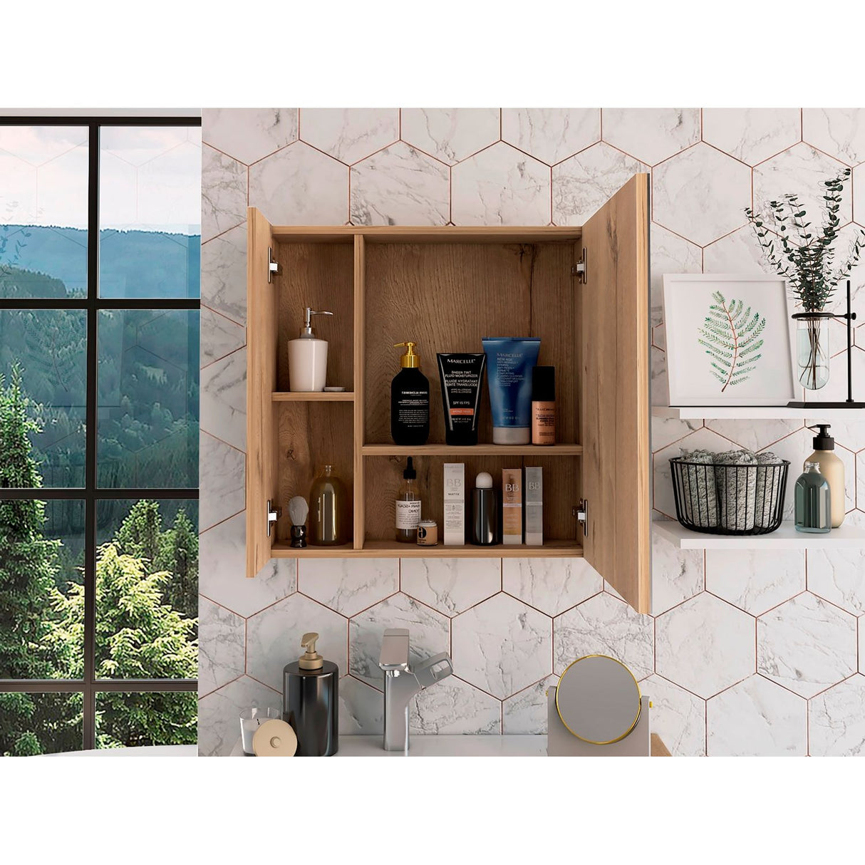 Gabinete de Baño Rectangular Sines Duna 60x60cm Con Espejo y Dos Entrepaños - GABINETES DE BANHO | Bylmo