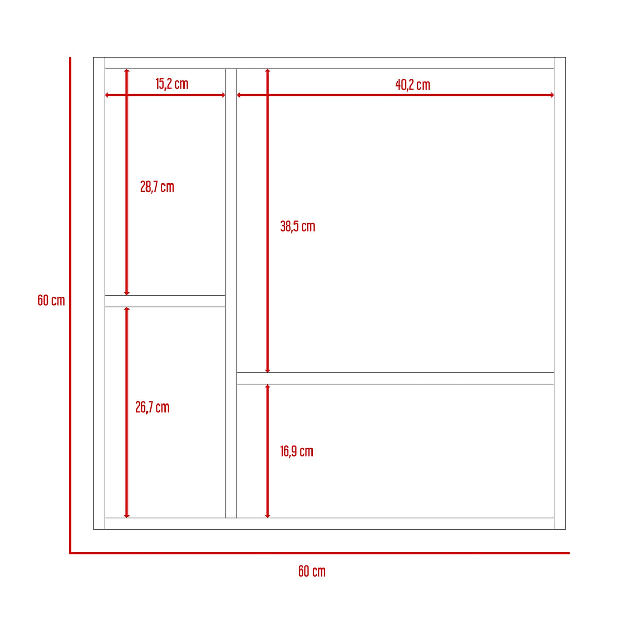 Gabinete de Baño Rectangular Sines Duna 60x60cm Con Espejo y Dos Entrepaños - GABINETES DE BANHO | Bylmo