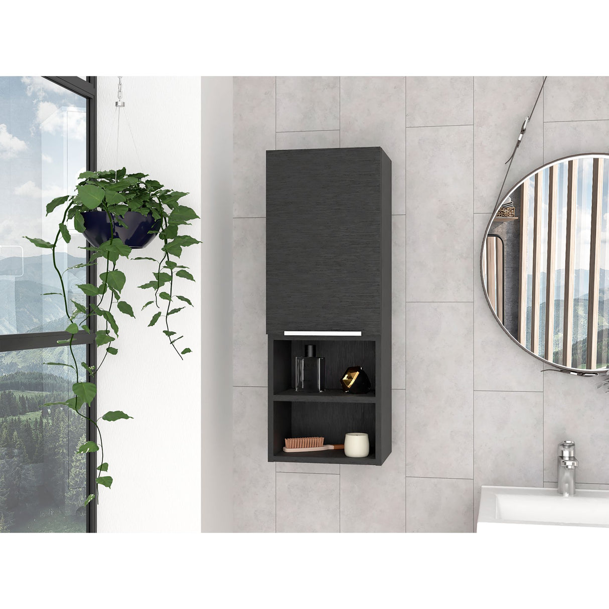 Gabinete de Baño Rectangular Mila Wengue 30x81.7cm Con Tres Entrepaños - GABINETES DE BANHO | Bylmo