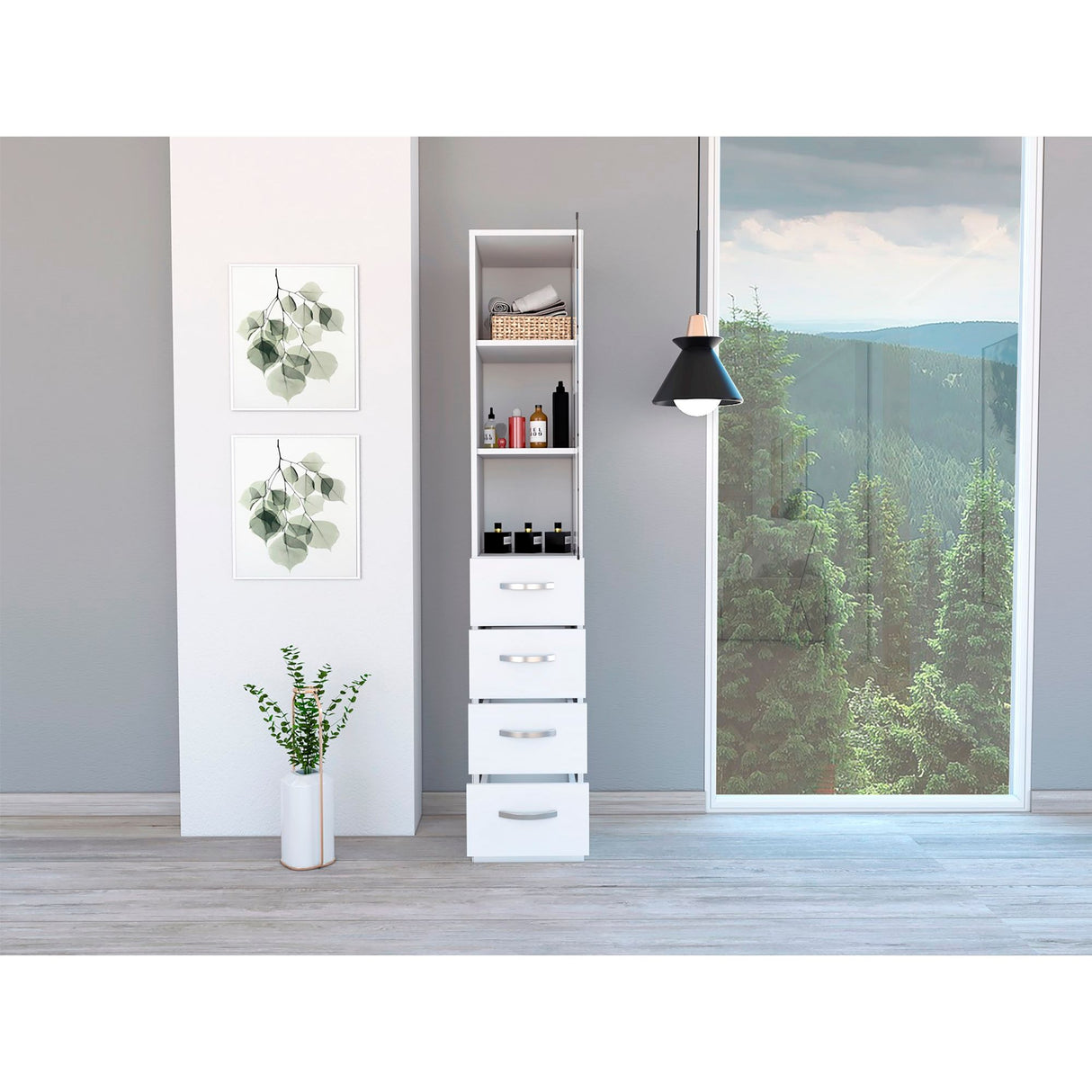 Torre de Baño Vanguard Blanco 30.4x173.45cm Con Patas - MUEBLES DE ASEO Y ROPAS | Bylmo