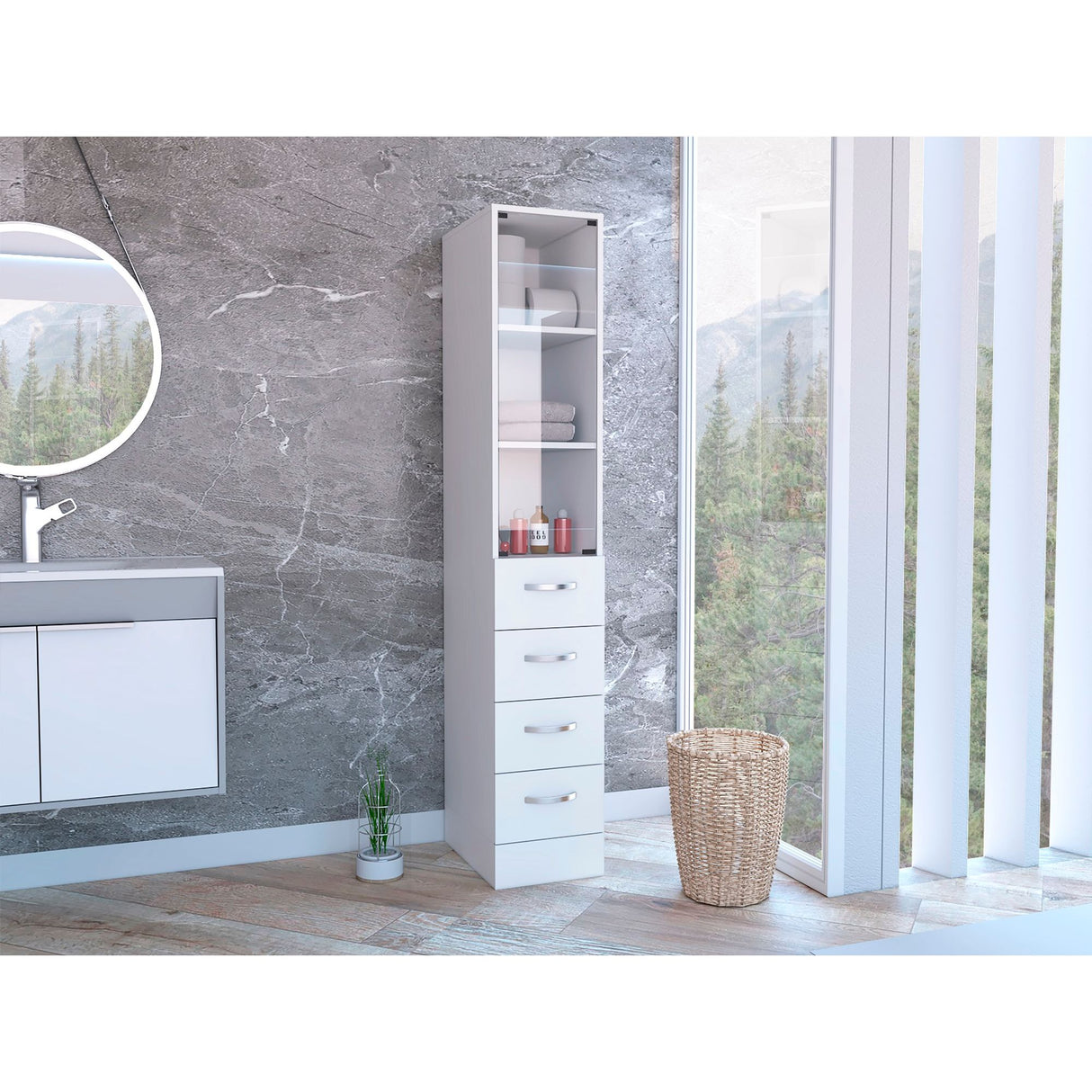 Torre de Baño Vanguard Blanco 30.4x173.45cm Con Patas - MUEBLES DE ASEO Y ROPAS | Bylmo