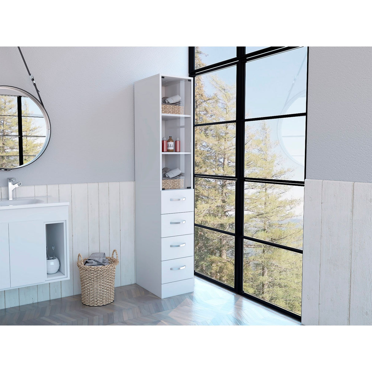 Torre de Baño Vanguard Blanco 30.4x173.45cm Con Patas - MUEBLES DE ASEO Y ROPAS | Bylmo