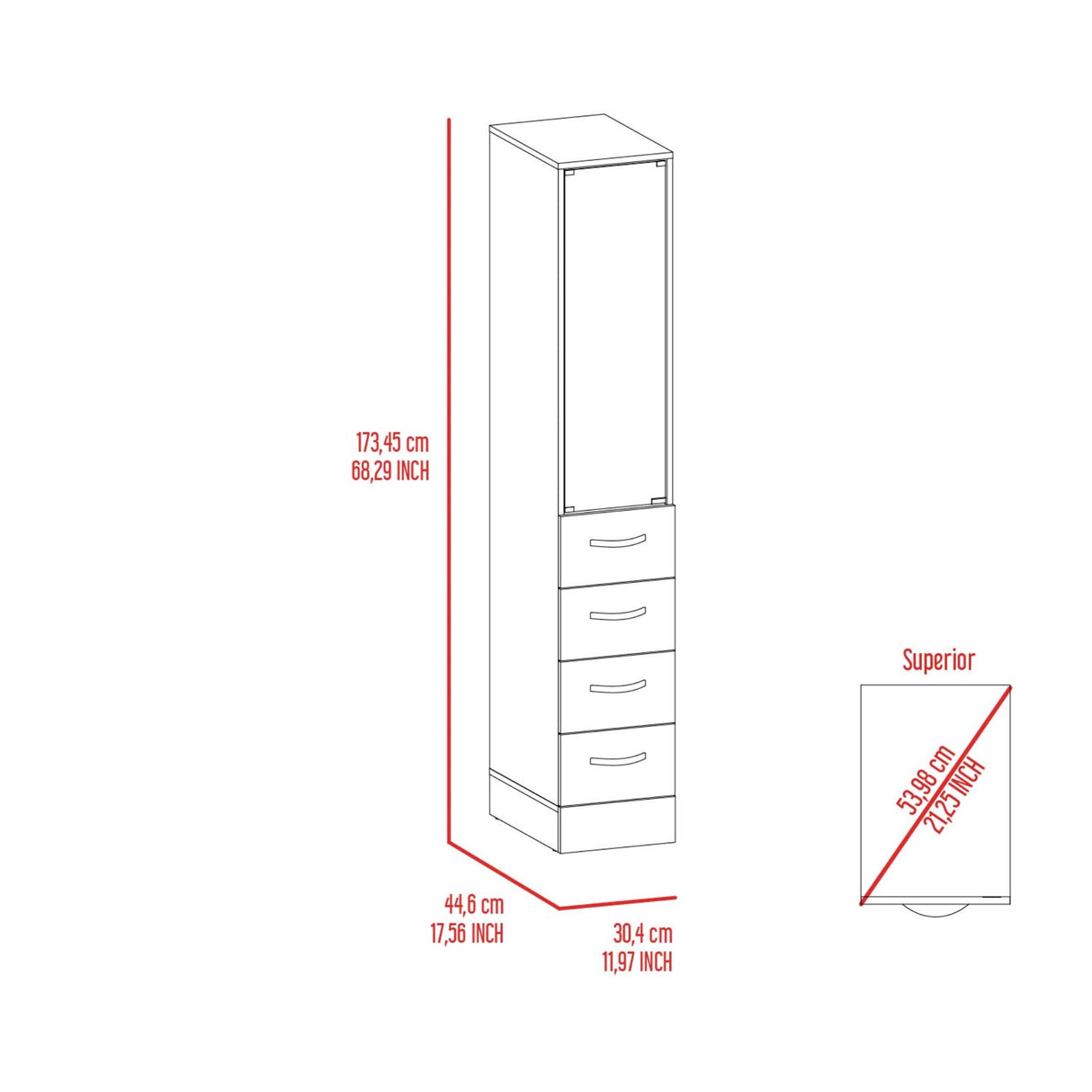 Torre de Baño Vanguard Blanco 30.4x173.45cm Con Patas - MUEBLES DE ASEO Y ROPAS | Bylmo