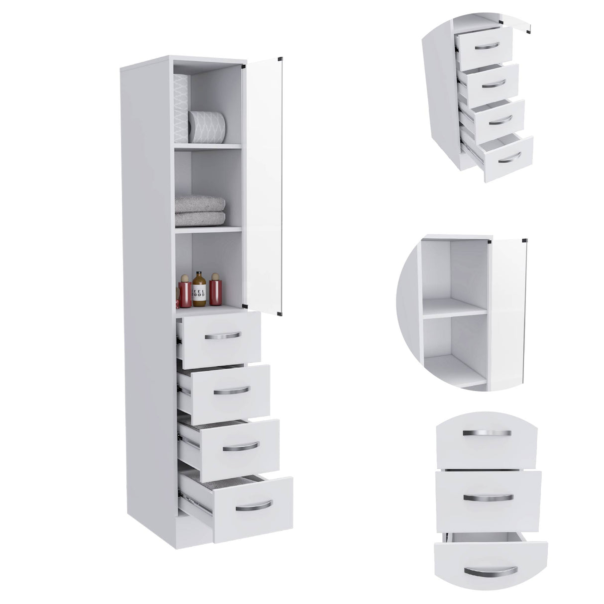 Torre de Baño Vanguard Blanco 30.4x173.45cm Con Patas - MUEBLES DE ASEO Y ROPAS | Bylmo