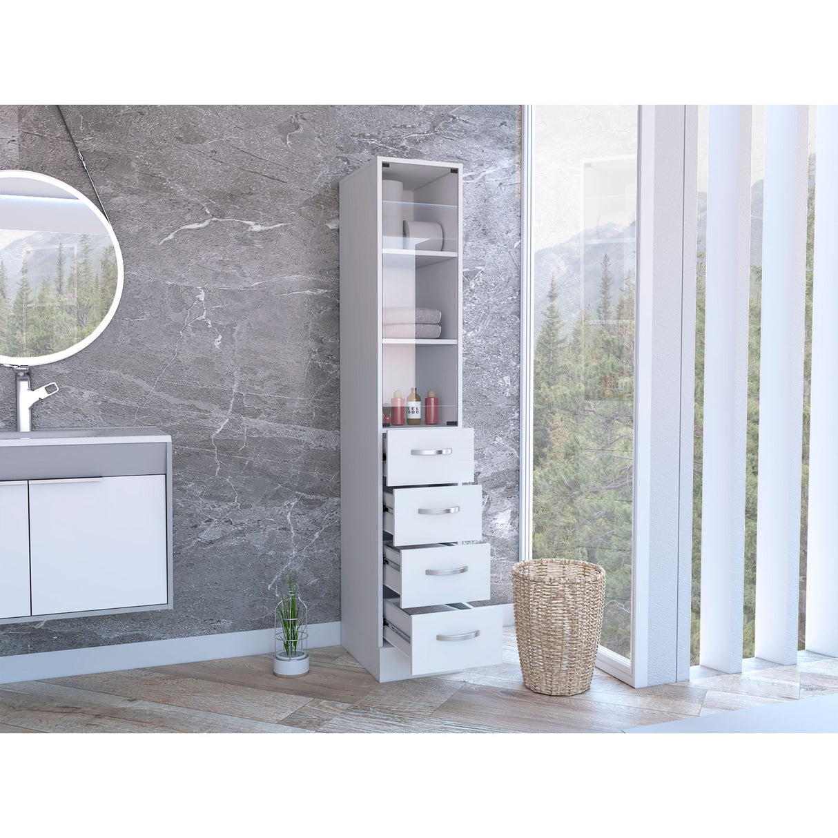 Torre de Baño Vanguard Blanco 30.4x173.45cm Con Patas - MUEBLES DE ASEO Y ROPAS | Bylmo
