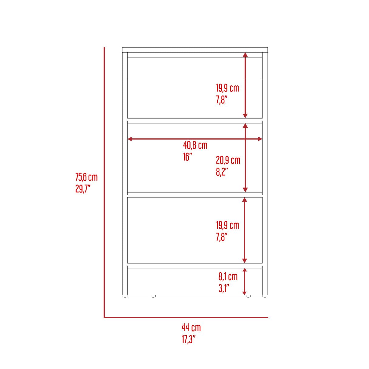 Organizador de Baño St Lucia Ceniza 44x75.6cm Con Patas y Tres Entrepaños - OTROS MUEBLES PARA BANHO | Bylmo