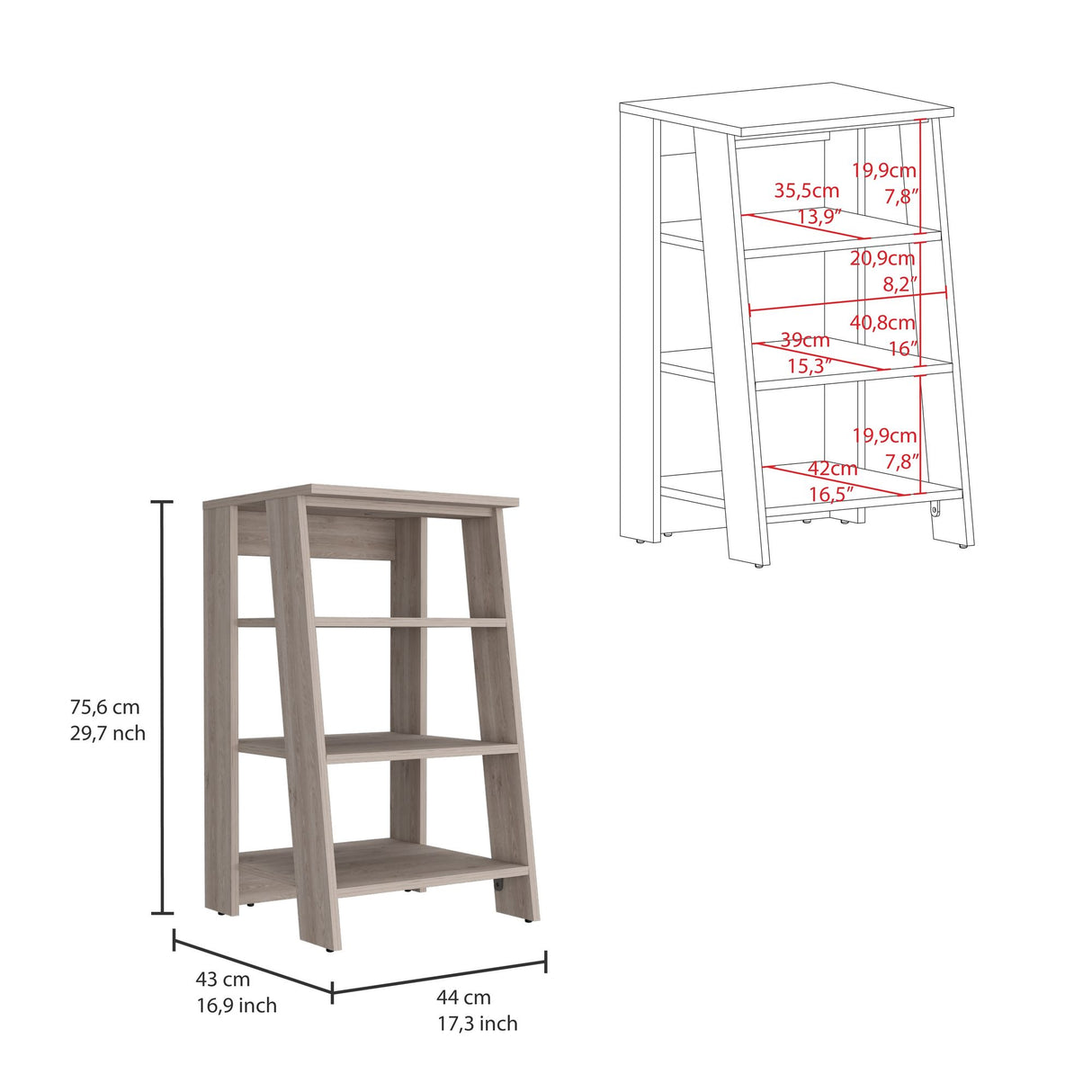 Organizador de Baño St Lucia Ceniza 44x75.6cm Con Patas y Tres Entrepaños - OTROS MUEBLES PARA BANHO | Bylmo