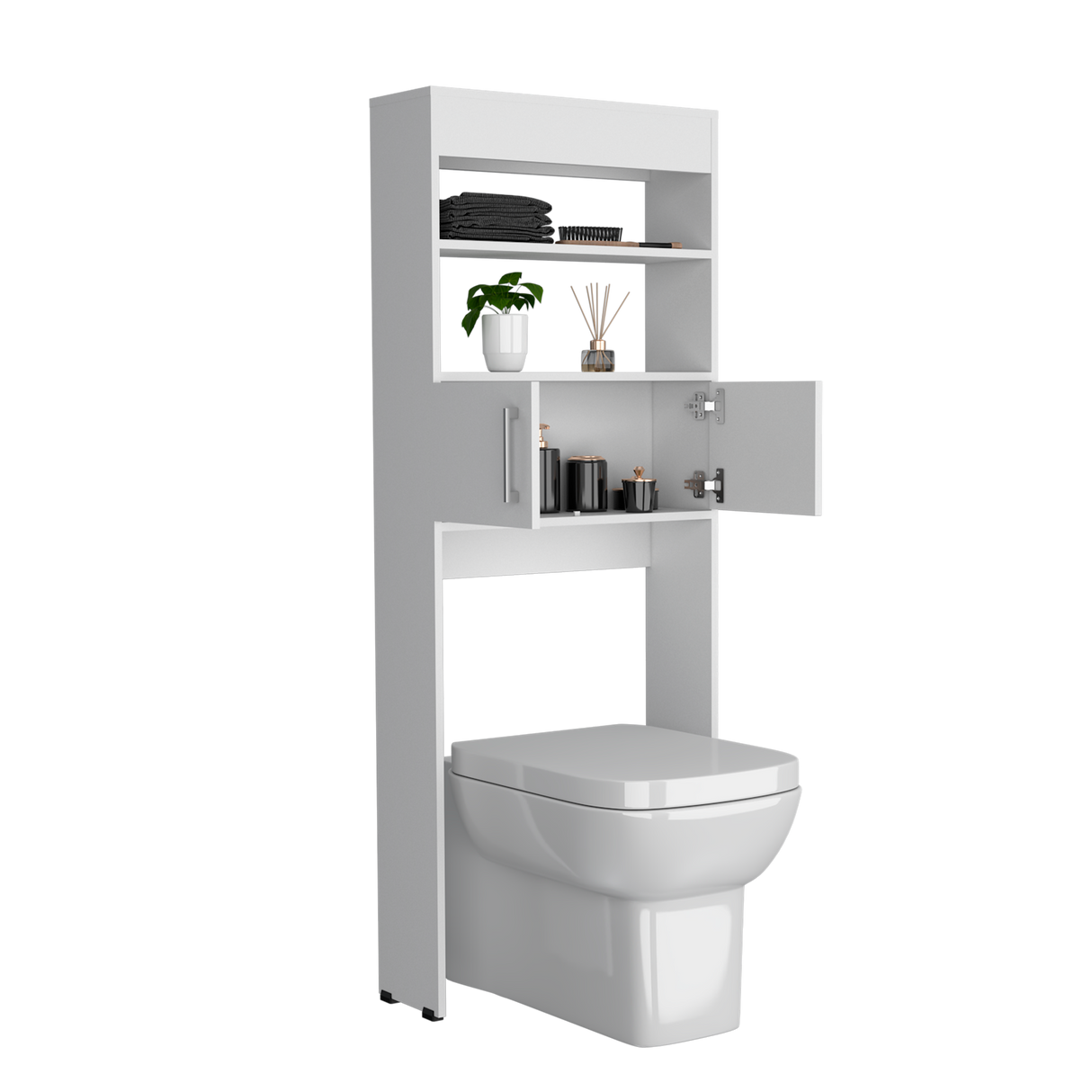 Organizador de Baño Madrid Blanco 62.4x160cm Con Patas y Dos Entrepaños - OTROS MUEBLES PARA BANHO | Bylmo