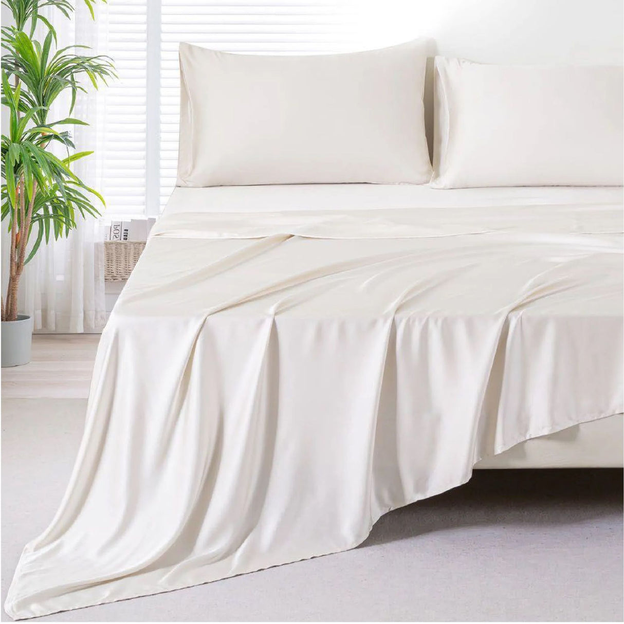 Sabana Bamboo Beige 220x220cm Fondo Entero de 400 Hilos - SABANAS | Bylmo