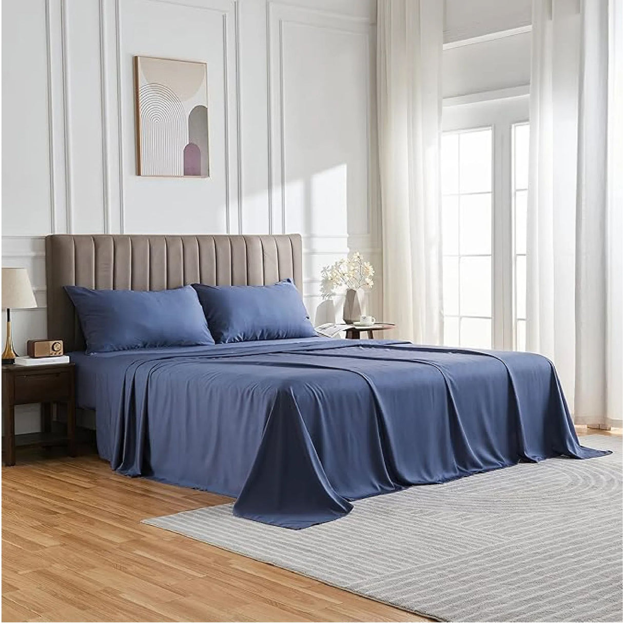 Sabana Bamboo Azul 220x220cm Fondo Entero de 230 Hilos - SABANAS | Bylmo