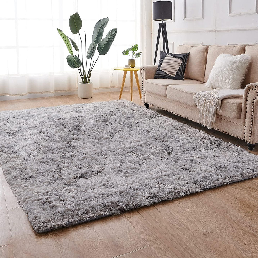 Tapete de Sala Terciopelo Gris Celeste 100x150cm Fondo Entero - TAPETES Y ALFOMBRAS | Bylmo
