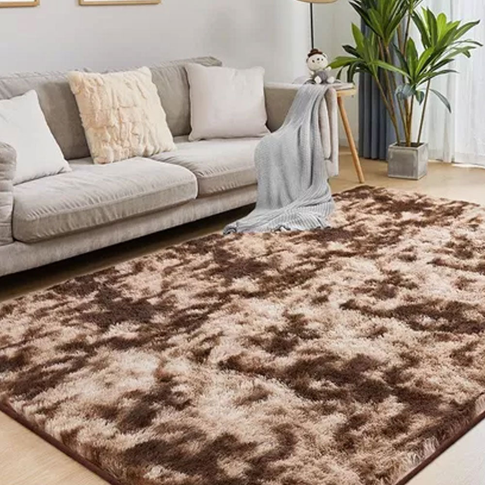 Tapete de Sala Terciopelo Cafe y Blanco 100x150cm Fondo Entero - TAPETES Y ALFOMBRAS | Bylmo