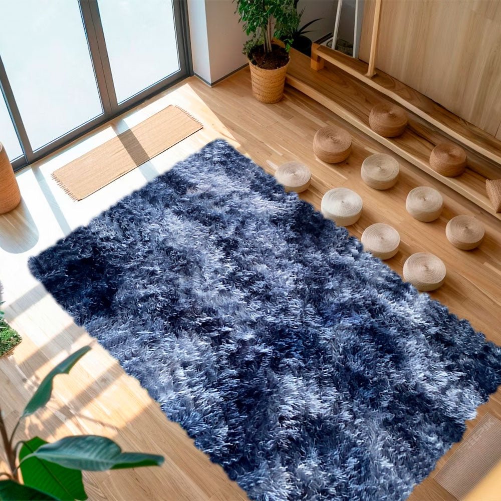 Tapete de Sala Terciopelo Azul Claro y Blanco 200x150cm Fondo Entero - TAPETES Y ALFOMBRAS | Bylmo