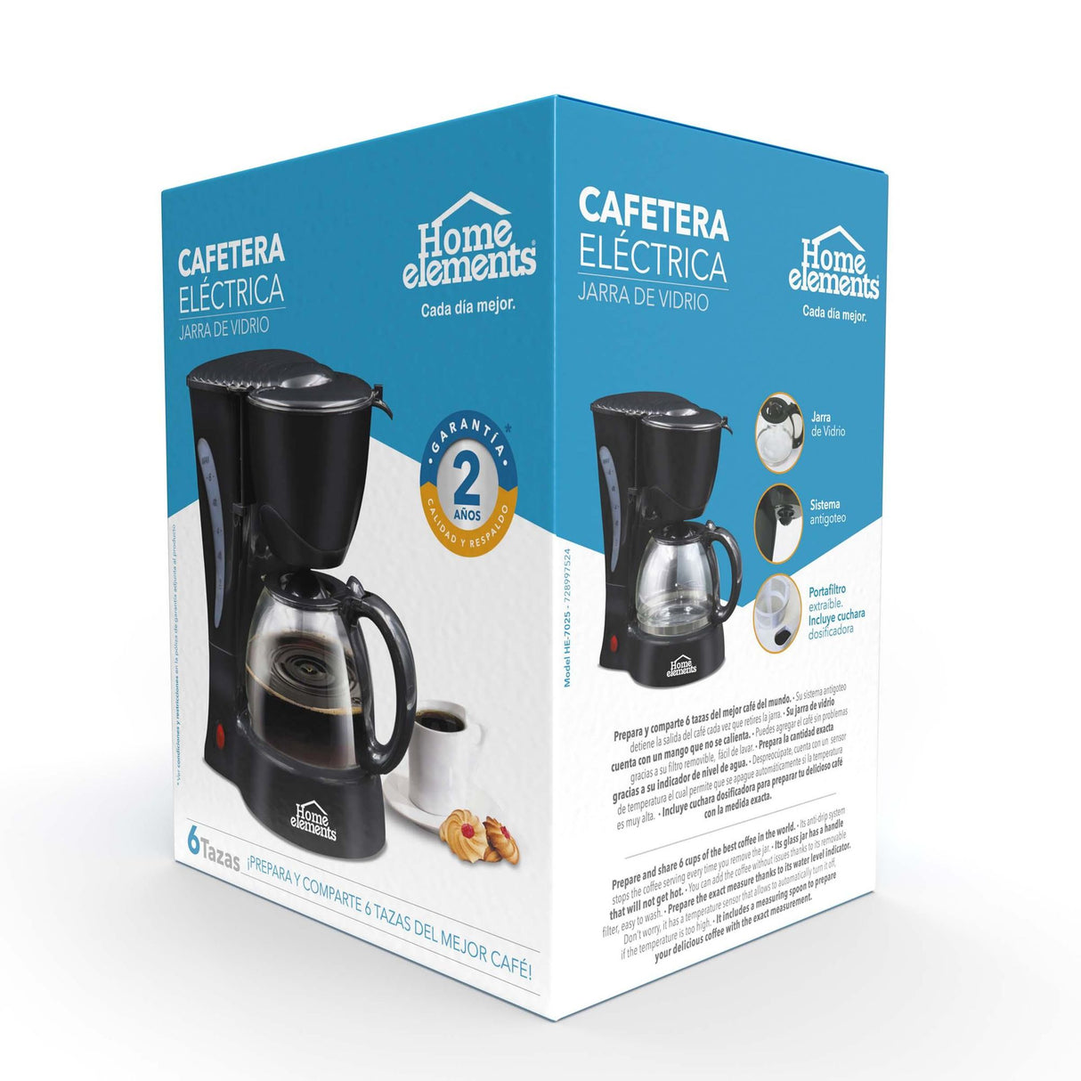 Cafetera Eléctrica Negro 17x24.5cm Con Sistema Antigoteo Para 6 Tazas - CAFETERAS ELECTRICAS | Bylmo