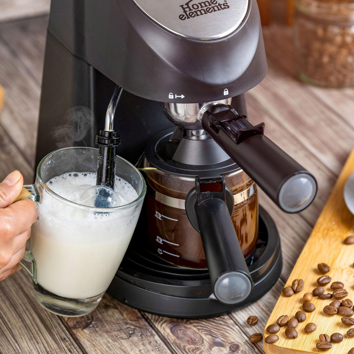 Cafetera Eléctrica Espresso Negro y Plateado 19x16.5cm Con Sistema Antigoteo y Boquilla de Vapor Para 2 Tazas - CAFETERAS ELECTRICAS | Bylmo