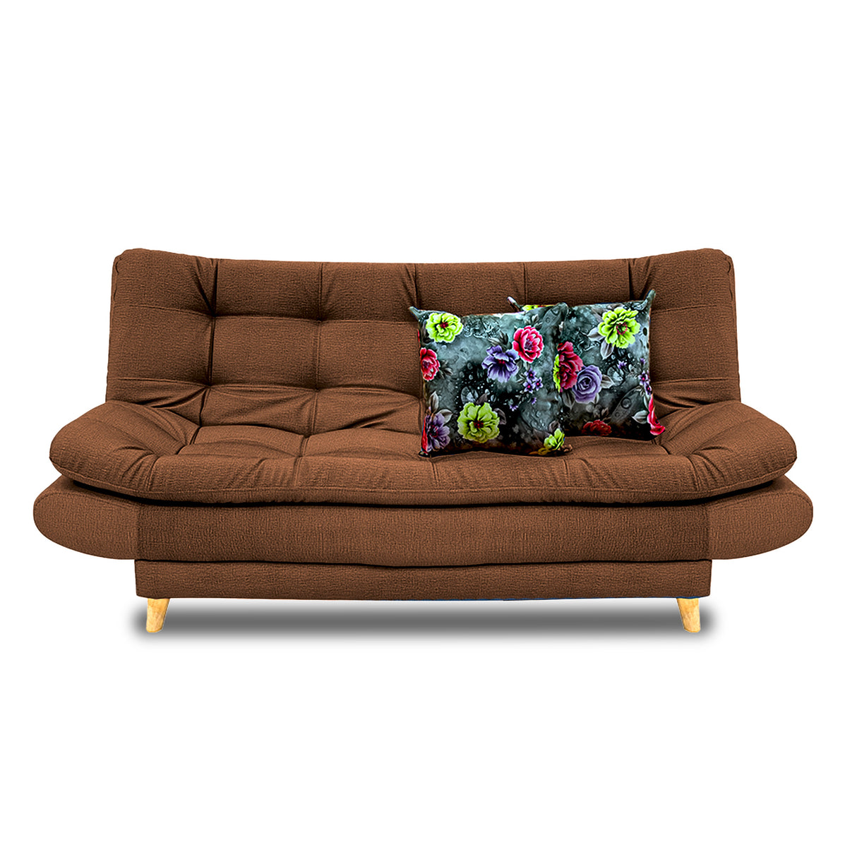 Sofacama Damasco Cafe Oscuro 185x40cm De Cuatro Puestos Reclinable Con 2 Cojines Decorativos - SOFAS Y POLTRONAS | Bylmo