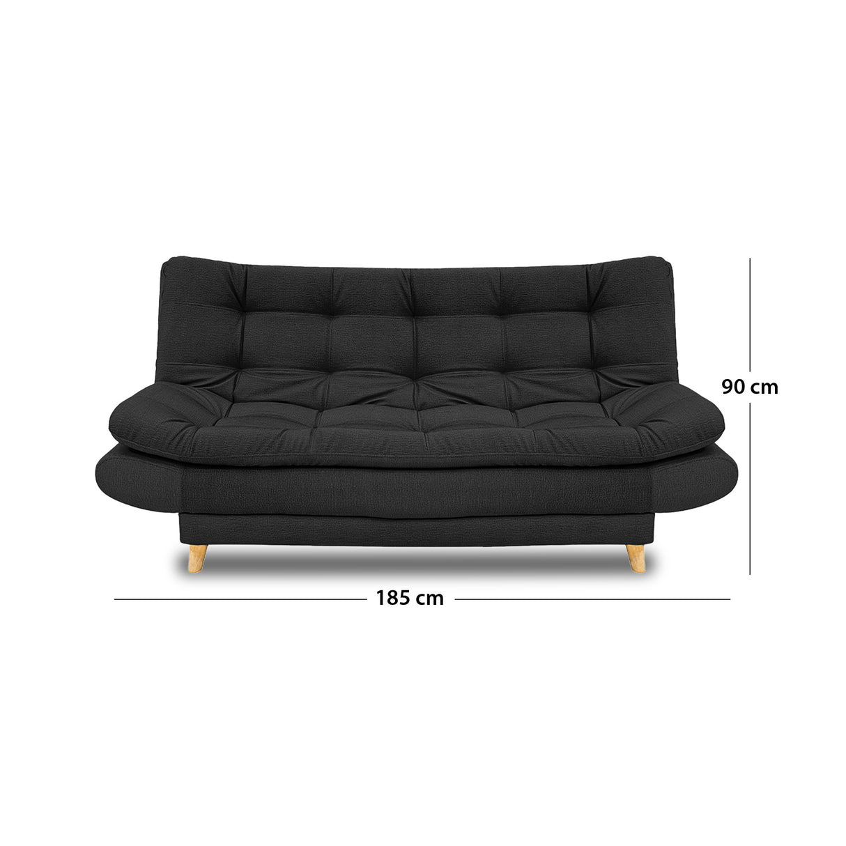 Sofacama Damasco Negro 185x40cm De Cuatro Puestos Reclinable Con 2 Cojines Decorativos - SOFAS Y POLTRONAS | Bylmo