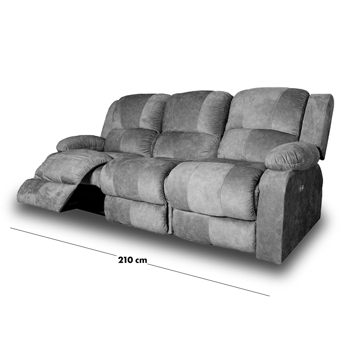 Sofá Gris 210x56cm De Tres Puestos Reclinable - SOFAS Y POLTRONAS | Bylmo