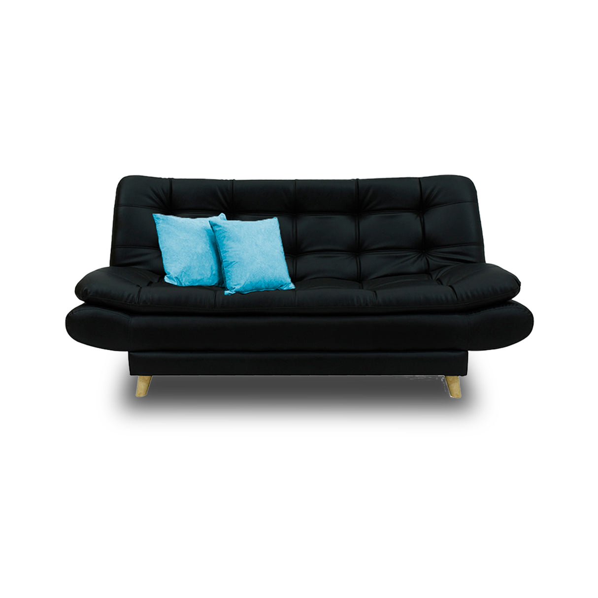 Sala Damasco Negro 180x40cm De Cinco Puestos Con Sofacama Sillas Auxiliares y Puff - SOFAS Y POLTRONAS | Bylmo