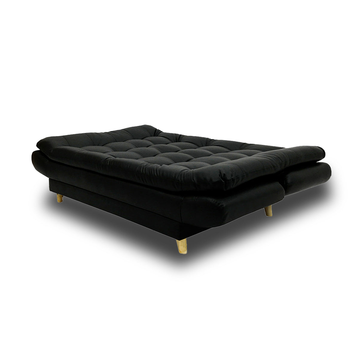 Sala Damasco Negro 180x40cm De Cinco Puestos Con Sofacama Sillas Auxiliares y Puff - SOFAS Y POLTRONAS | Bylmo