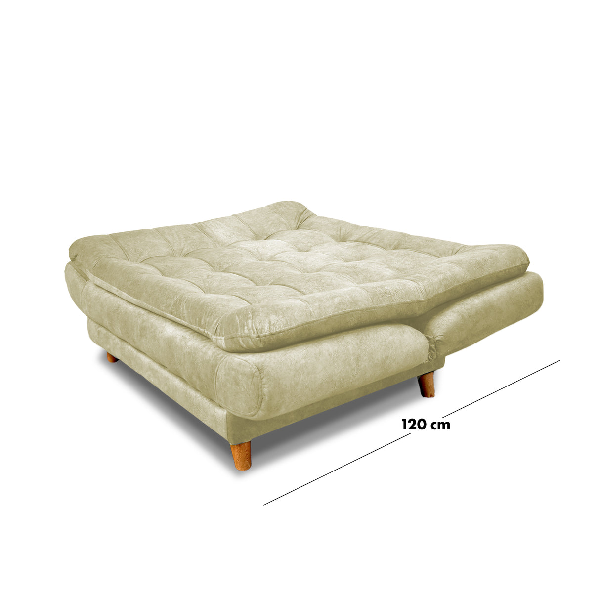 Sala Damasco Beige 150x40cm De Cuatro Puestos Con Sofacama Sillas Auxiliares y Puff - SOFAS Y POLTRONAS | Bylmo