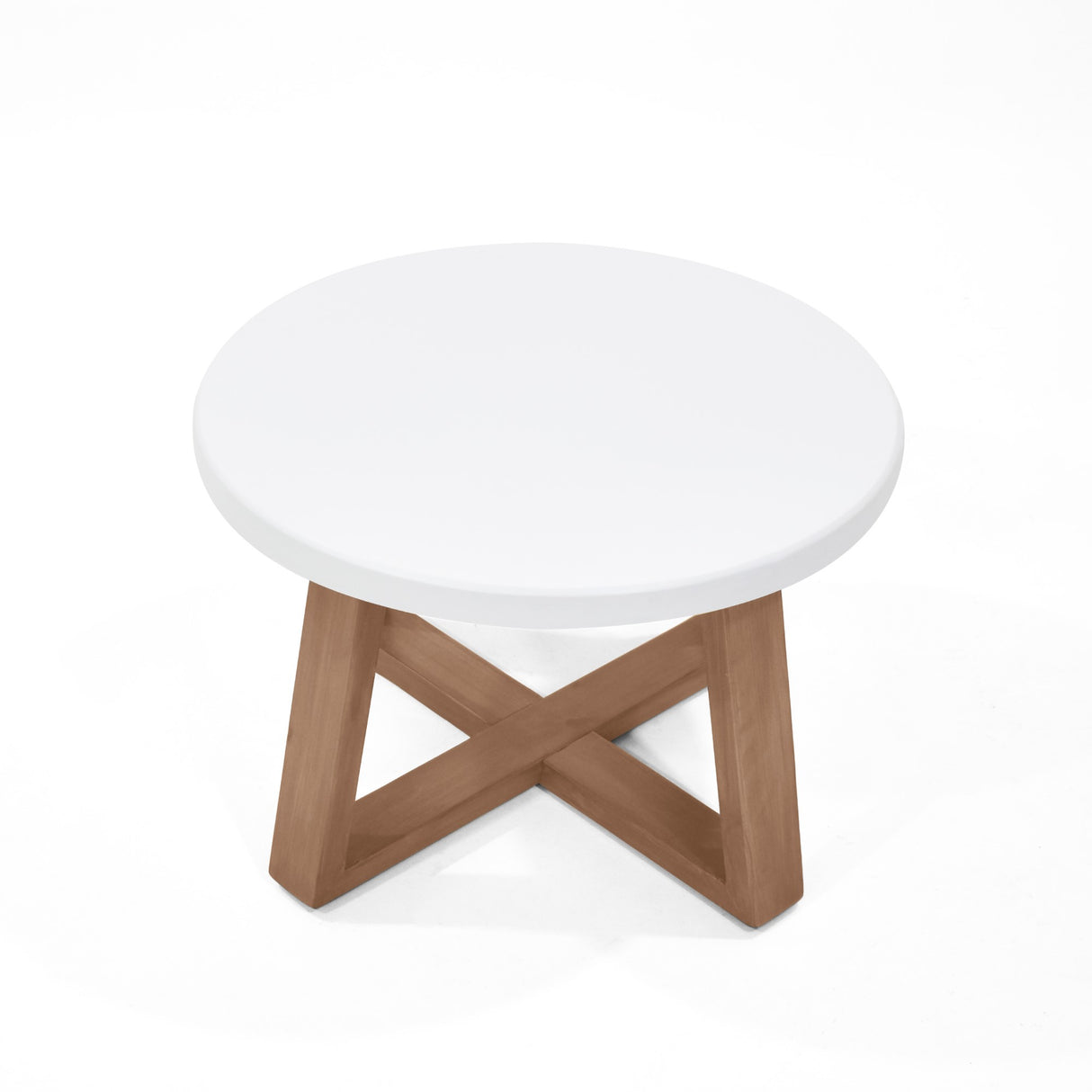 Mesa de Centro Dover Circular Blanco y Caoba 62x39cm Con Patas - MESAS DE CENTRO | Bylmo