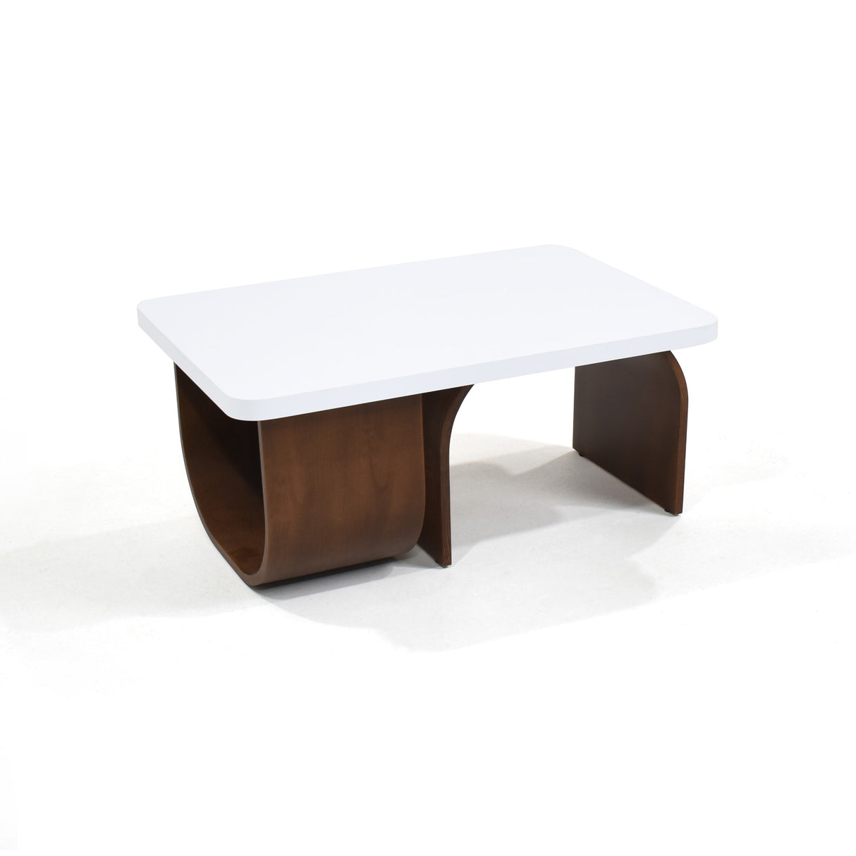 Mesa de Centro Ark Rectangular Blanco y Tabaco 80x37cm Con Patas - MESAS DE CENTRO | Bylmo